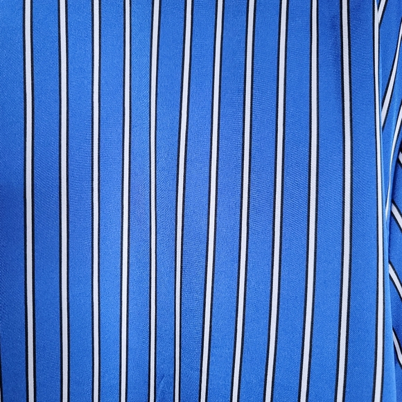 Jones and Co suiting stripe silky button up collared shirt blue black white XL - Picture 8 of 8